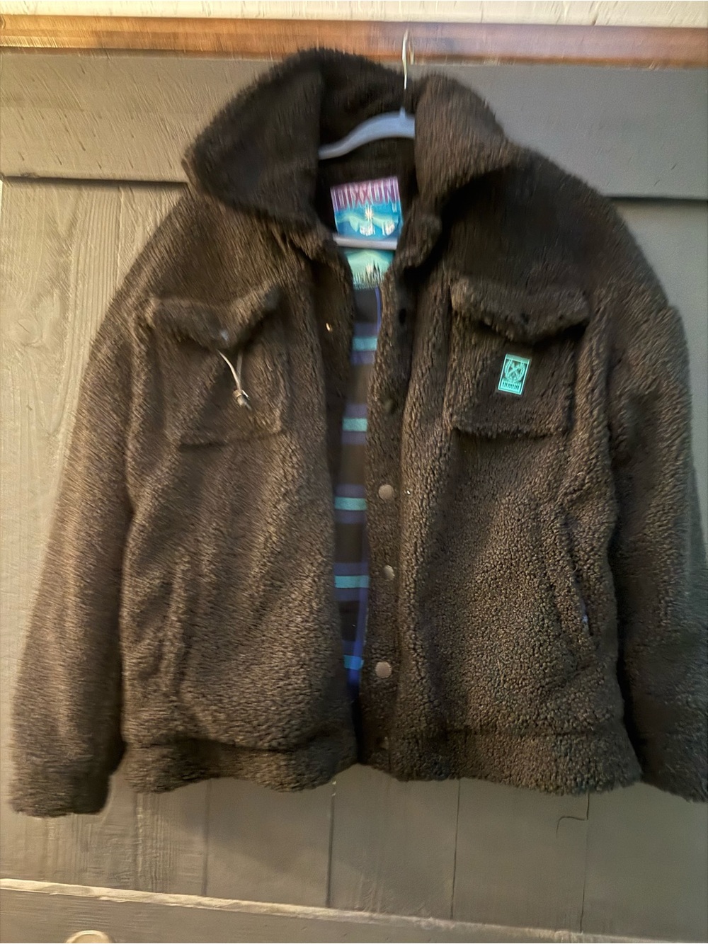 Dixxon ladies Black Sherpa Jacket with Chest Pockets size medium
